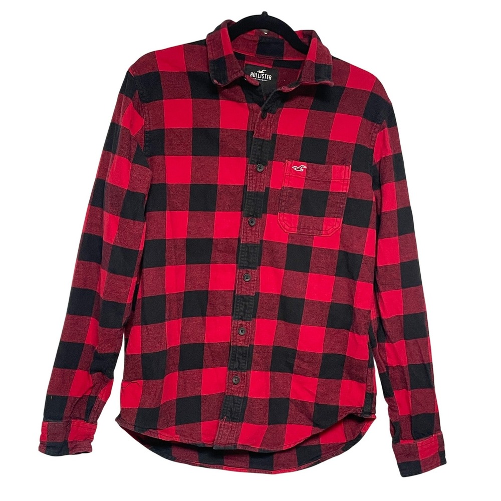 Hollister Red Buffalo Plaid Heavy Cotton Button Down Shirt Mens M